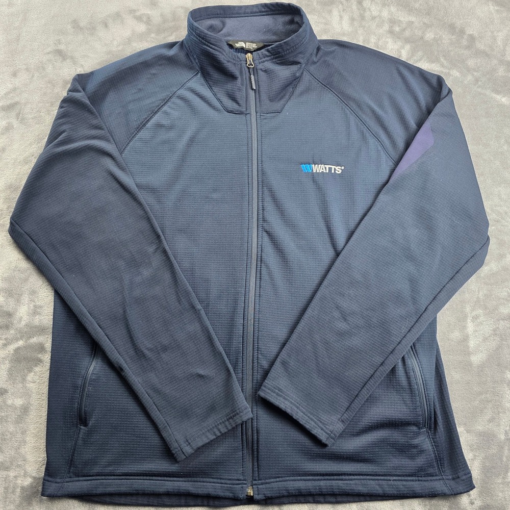 The North Face Fleece Jacket Mens XXL Navy Blue Full Zip Watts Logo Technical